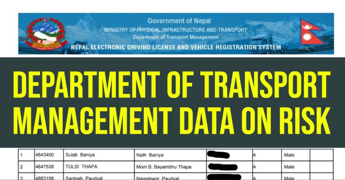 Data Breach in Nepal Driving License Applicants Data in Risk